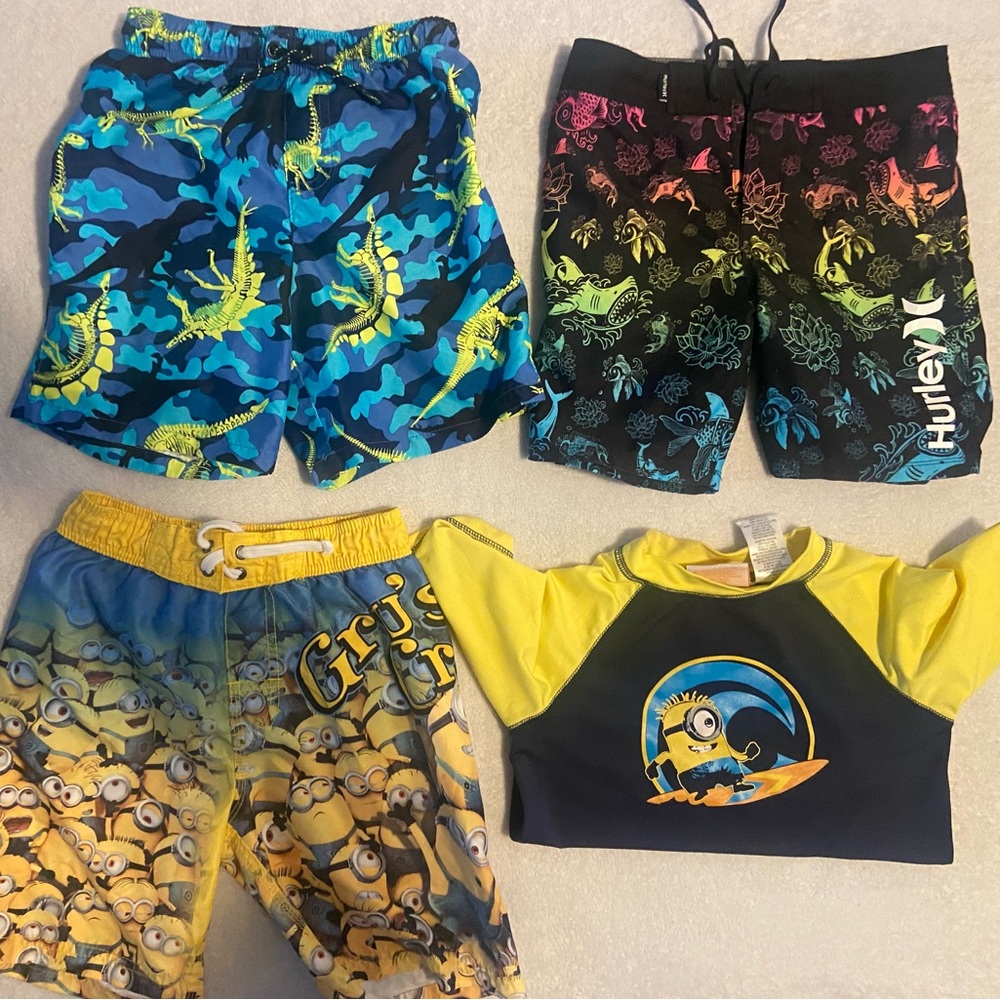 Boys Swim Trunks, size 8- Blue, Yellow, Black, Multicolor